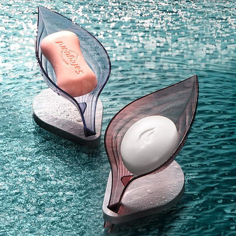 Såpeholder såpeskål oppbevaringsboks avløp baderomsorgan såpebrett sugekopp tørr bladform hjemmedekorasjon