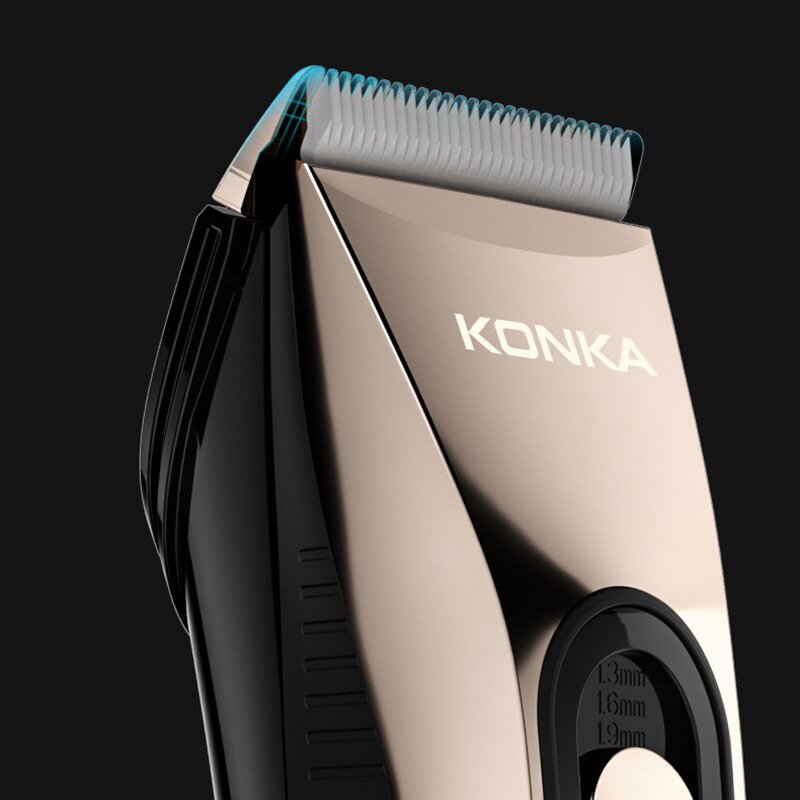 KONKA Electric Washable Rechargeable Metal Body Hair Clipper Barber Trimmer With Carbon Steel Cutter Head