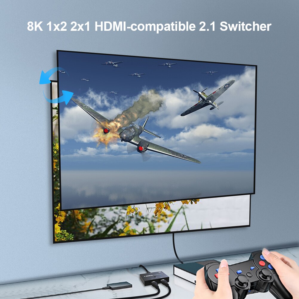 Hub Splitter Tv Switcher Ultra 2.1 Hd Switcher 4K 120Hz 1X2 8K 60Hz 2X1 Hdmi-Compatibel Splitter Voor PS4 Schakelaar