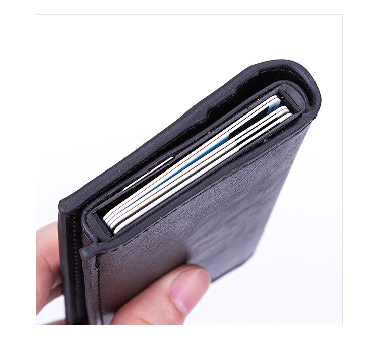 Card Holder Men's PU Cardholder ID Credit Metal Card Case Automatic Card Case Popular for