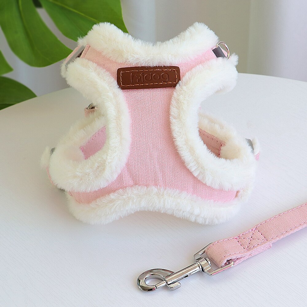 Winter Vlies Hundegeschirr Französisch Bulldogge Geschirr Warme Haustier Katze Weste Mantel Welpen Kleidung Für Kleine Hunde Gehen Leine Heimtierbedarf: L / Rosa