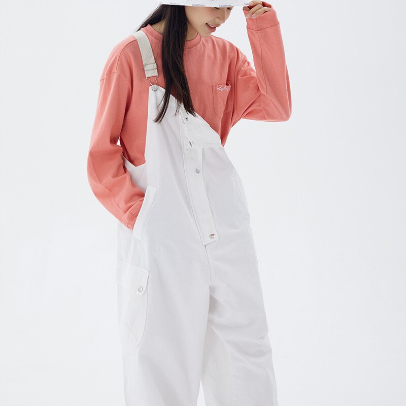 Estilo Safari. Mono de Babero con bolsillos para hombre, ropa de calle, monos holgados, pantalones de trabajo con pechera de pierna ancha de Color sólido