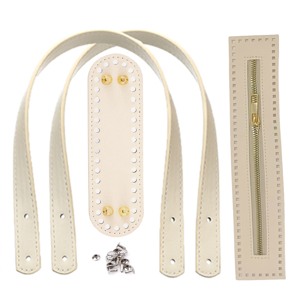 45cm tasriem + gesp + 18cm tasbodem + 27cm rits gebreide tasbodemriem accessoires handgemaakte geweven tas handvat riem portemonnee maak accessoires S004127: romig wit