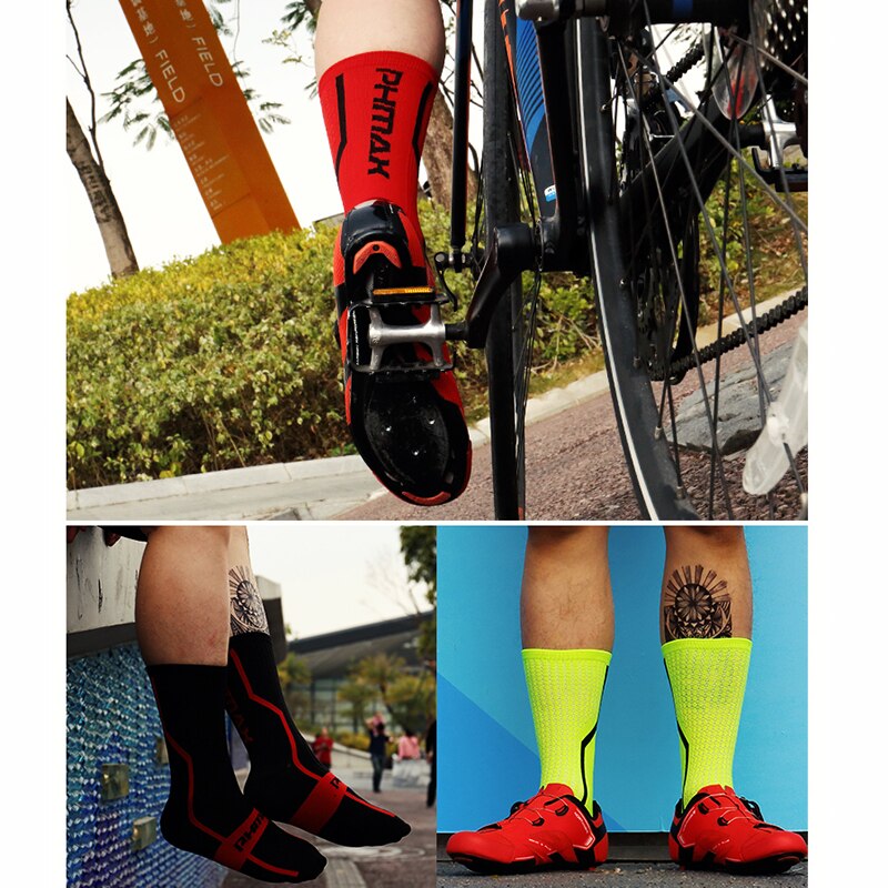 Phmax sykkelsokker 7 farger unisex sportsokker road mtb sykkelsokker utendørs sport racing terrengsykkelsokker