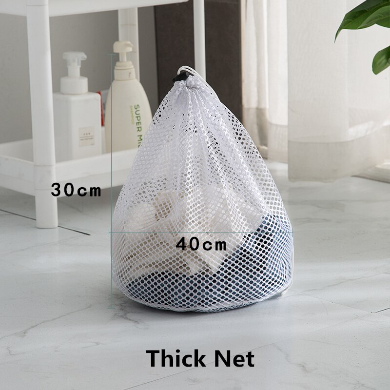 Bolsa de Malla con Cordón para Lavadora, de Gran Capacidad, para Lavar Ropa Interior, Sujetadores, Calcetines, Red, de Almacenamiento: Thick net 30-40cm