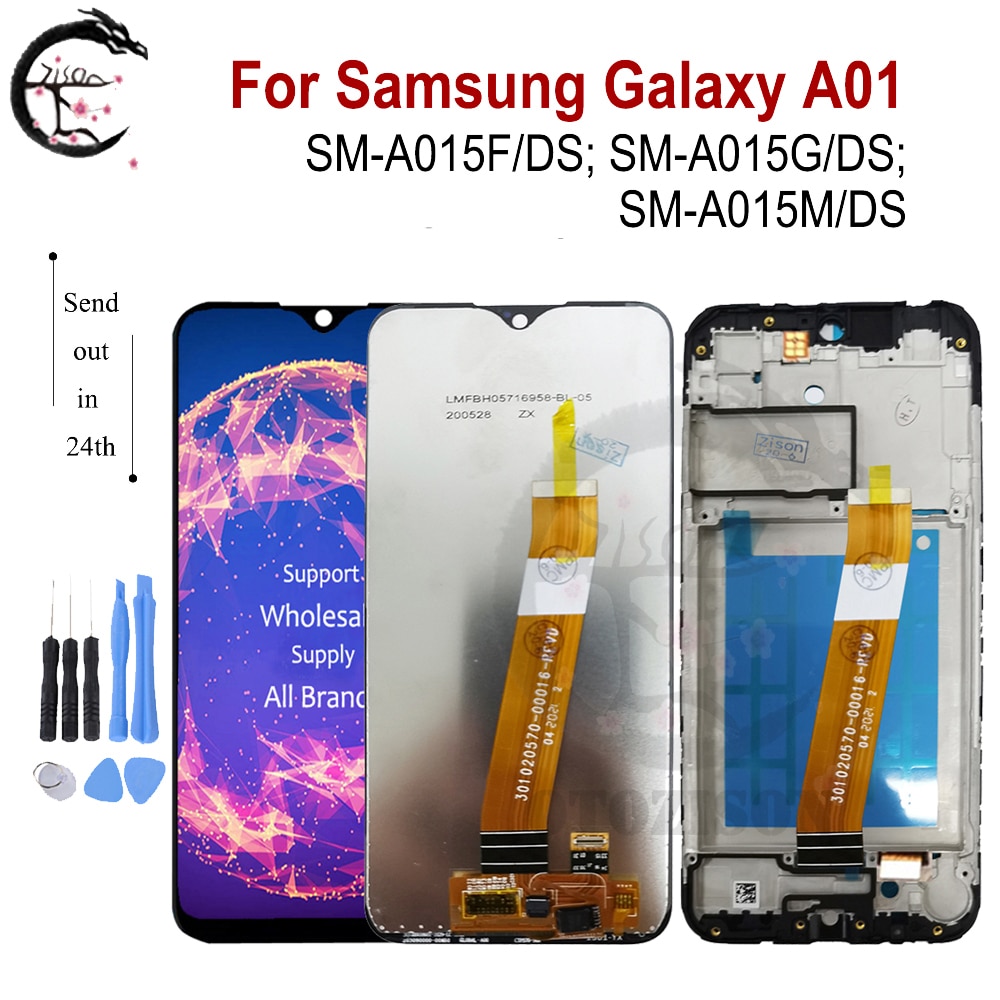 Pantalla LCD de 5,7 pulgadas con marco para SAMSUNG Galaxy A01 , montaje de digitalizador con Sensor táctil, SM-A015F/DS, A015G, A015M