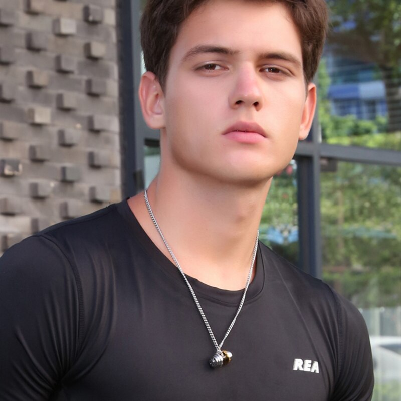Bilanciere collana in acciaio color acciaio inossidabile coppia uomo pendenti Fitness sport uomo accessori Fitness gioielli sul collo orgoglio
