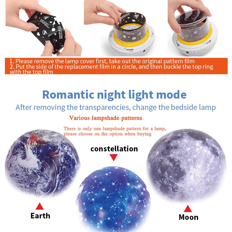 3d starry sky light led night light USB light colorful remote control bedroom moon light rotating blinking projector