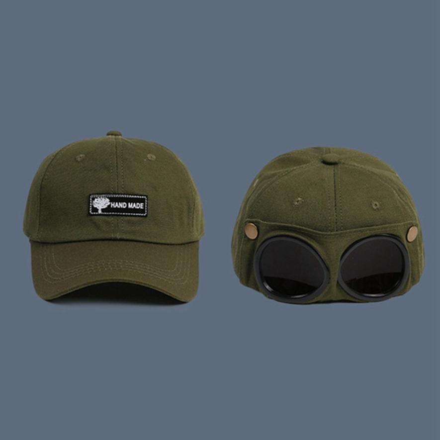 Sombrero de aviador con visera para mujer, gafas de sol femeninas de coreana, a la , gorra de béisbol: Army green