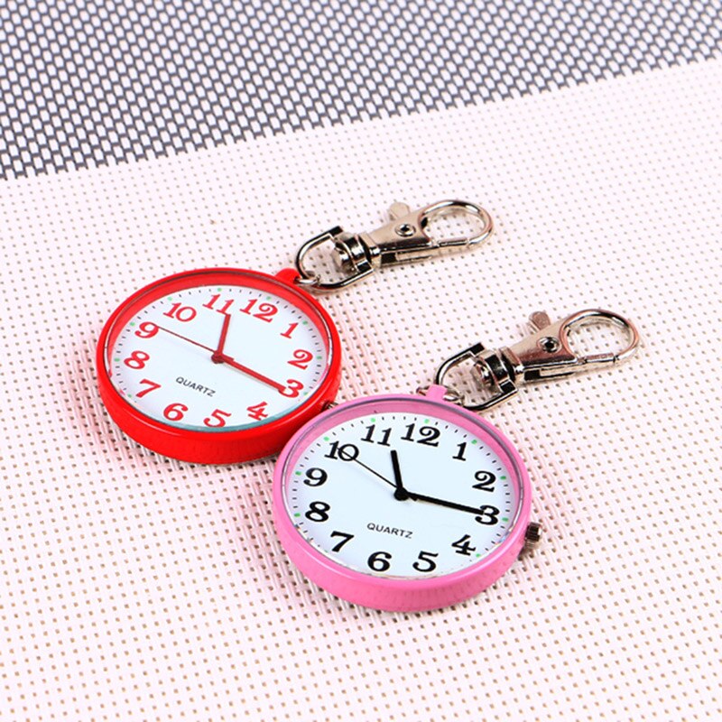 Quartz Zakhorloge Sleutelhanger Klokken Ronde Wijzerplaat Draagbare Eenvoudige Hanger Voor Vrouwen Mannen