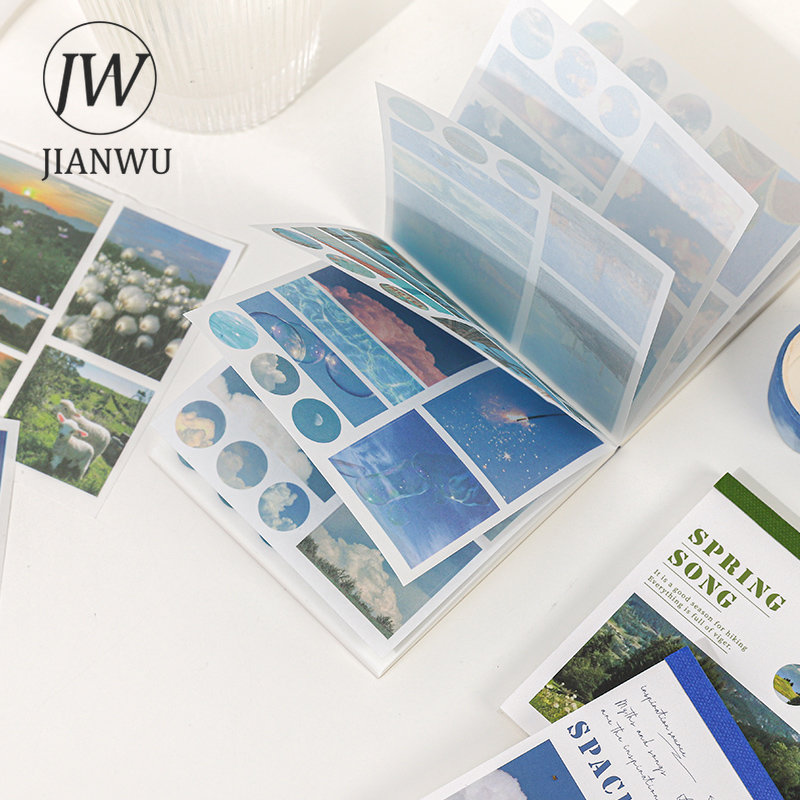 JIANWU – autocollant de paysage esthétique INS, papeterie Kawaii pour décoration de livre, Journal, Art, Scrapbooking, 40 feuilles