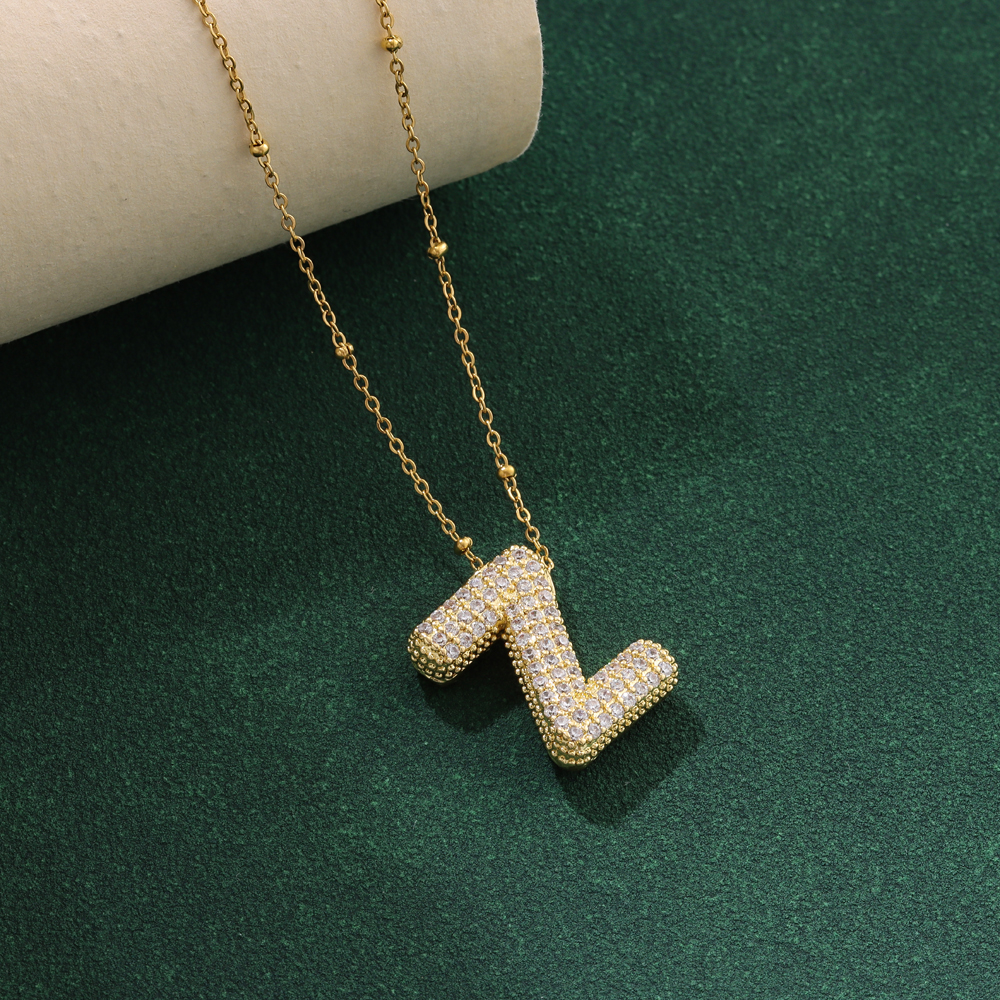 Neue Luxus Zirkon Kristall 26 Englisch Buchstaben Edelstahl Halsketten Für Frauen modisch Weibliche Halsband Kette Schmuck