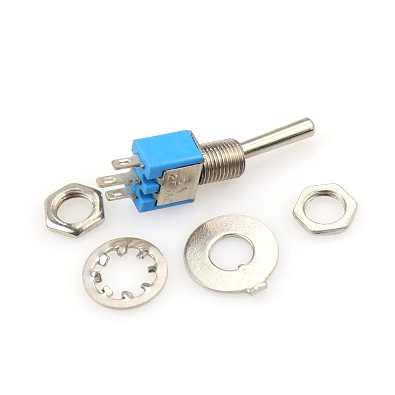 5PCS/10PCS mini toggle switch ON-ON 3-pin mini rocker switch SMTS-102 6A 125VAC blue