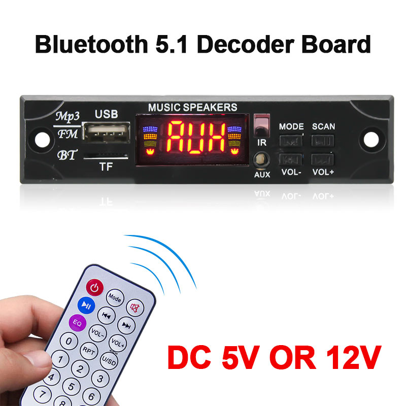 VIRE Bluetooth 5.3 Odtwarzacz MP3 Dekoder Moduł 5V/12V Kolorowy ekran Car Audio USB TF FM Moduł radia z pilotem zdalnego sterowania