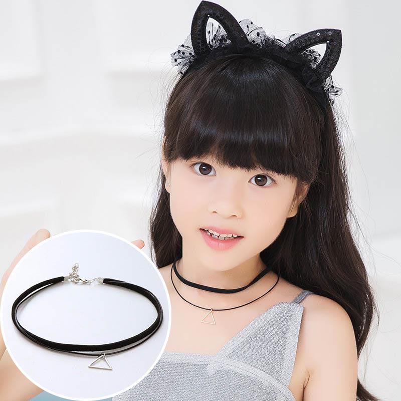 1PC Hübsche Mädchen Schwarz Multi Schicht Spitze Halskette Kinder Exquisite Gothic Stretch Choker Schmuck Kinder Halskette: 15