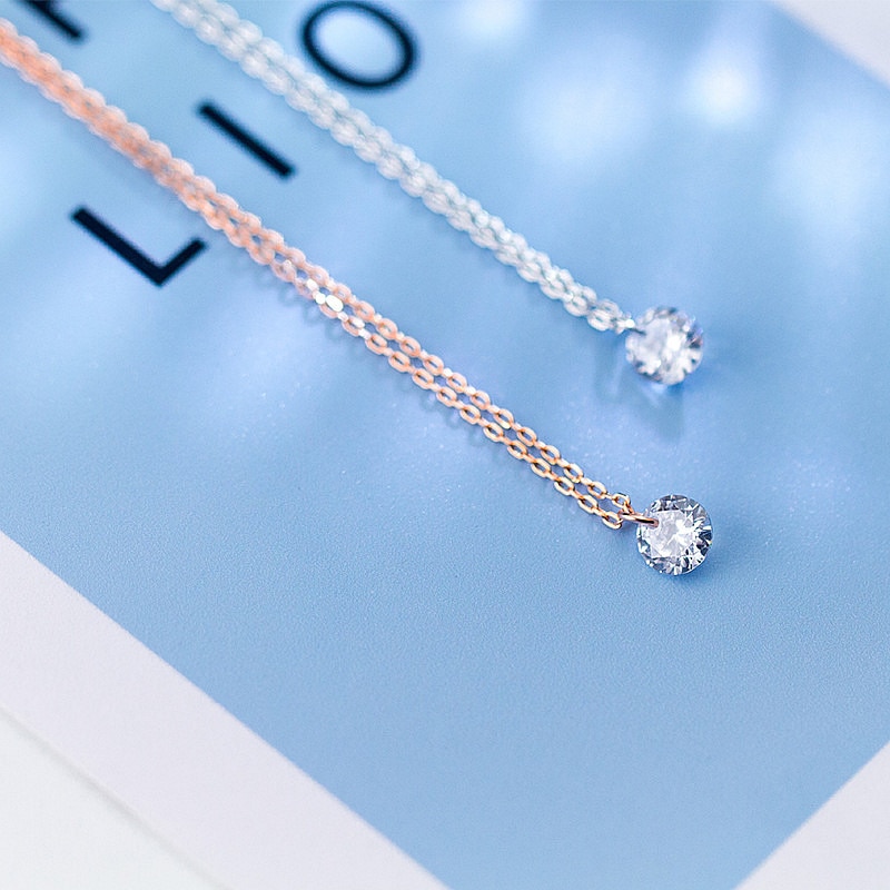 Softpig ægte 925 sterlingsølv vedhæng halskæde rund krystal fine smykker til kvinder romantisk engagement tilbehør