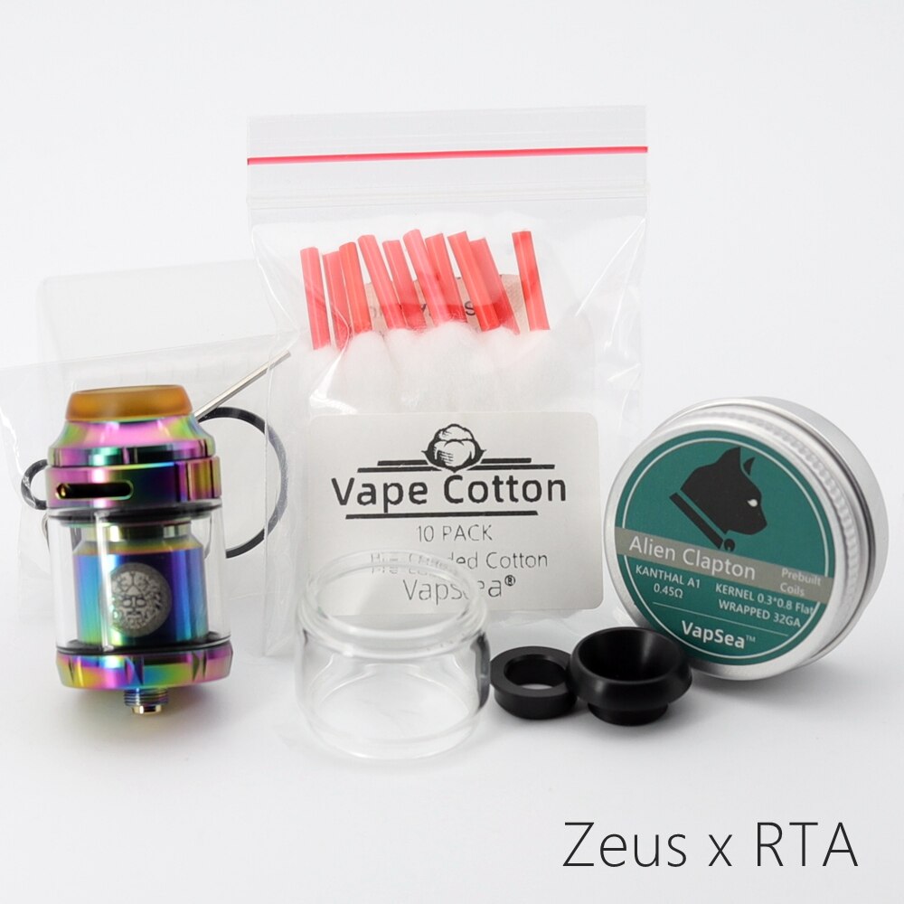 25mm Zeus X RTA 3.5ml 4.5ml Base Zeus x mesh RTA tank Deck Electronic cigarette Mods Dual Coil Vape Tank RTA Vaper atomizer: Rainbow  Zeus X-Kit