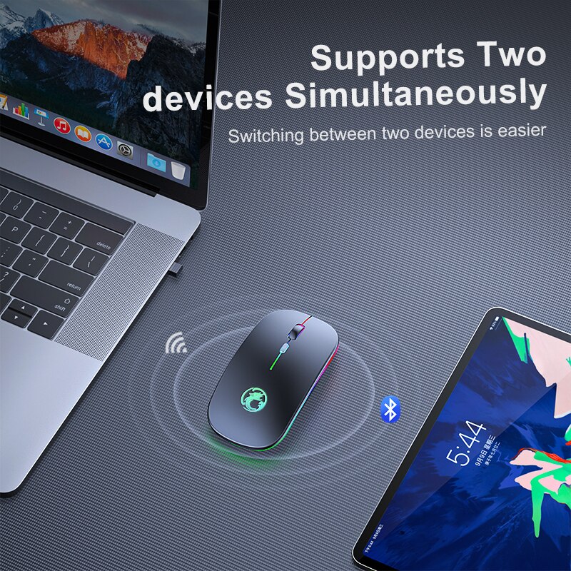 Draadloze Muis Bluetooth Muis Draadloze Computer Muis Rgb Oplaadbare Ergonomische Led Backlit Mause Stille Muizen Voor Laptop Pc