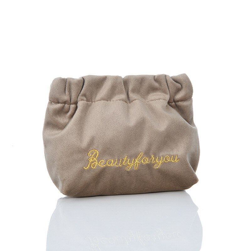 Vrouwelijke Portemonnee Fluwelen Brief Print Mini Coin Mini Lipstick Zak Vrouwelijke Effen Kleur Opbergtas: khaki