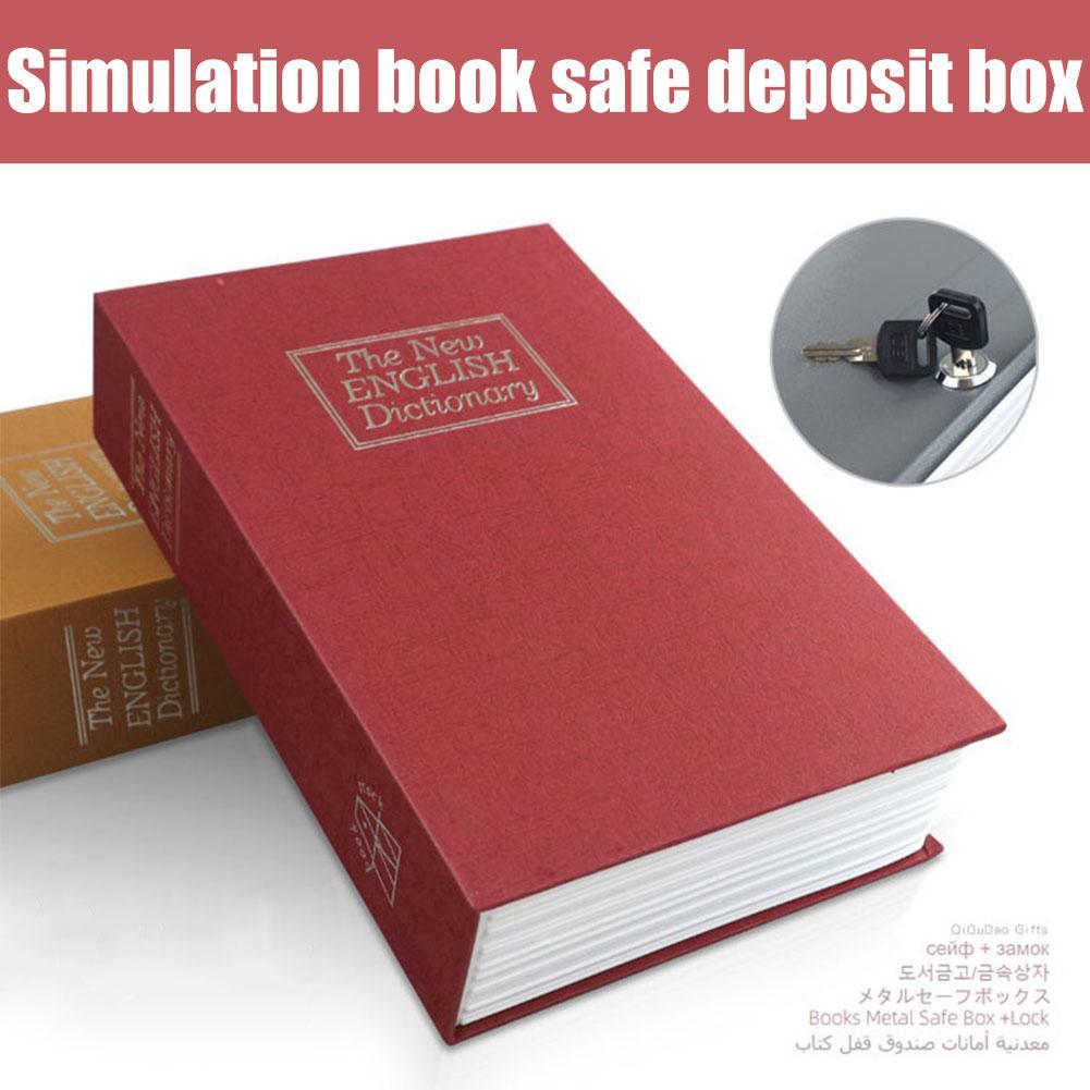 Simulation Book Piggy Bank With Password Key Box Storage 11.4x8x4.5cm Tank Black/Red/Yellow/Blue Box Box Metal Change Stora M4R5