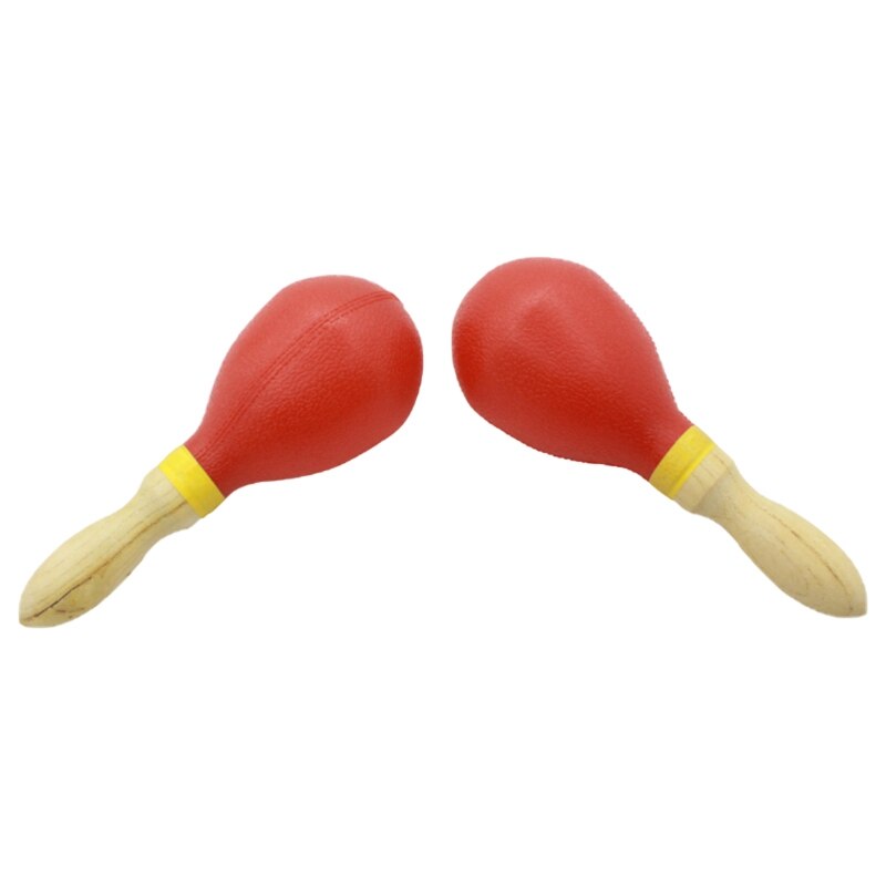 Maraca de plástico portátil con mango de madera, accesorios musicales de percusión, maraca de arena, 1 par: Default Title