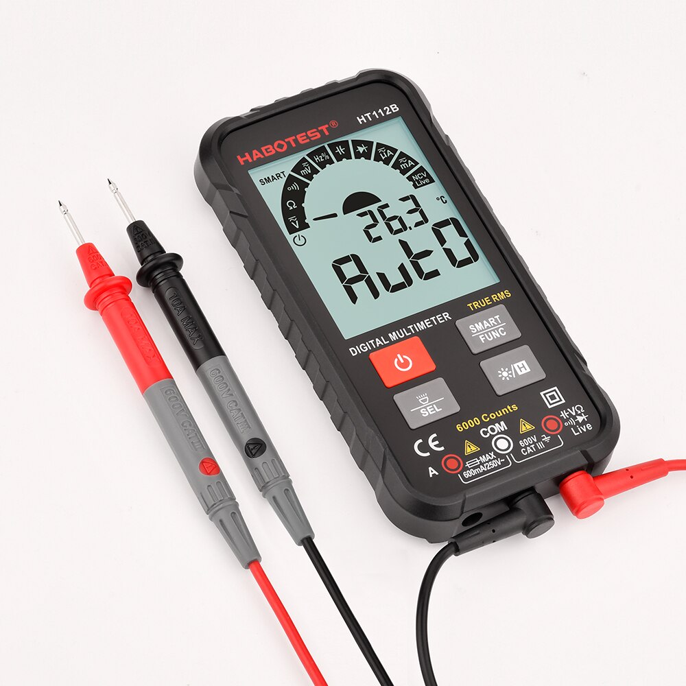 Smart Digital Multimeter Auto Ranging 600V Ohm Hz Capacitor True RMS Battery Tester Voltmeter Ammeter NCV Detector 6000 Counts