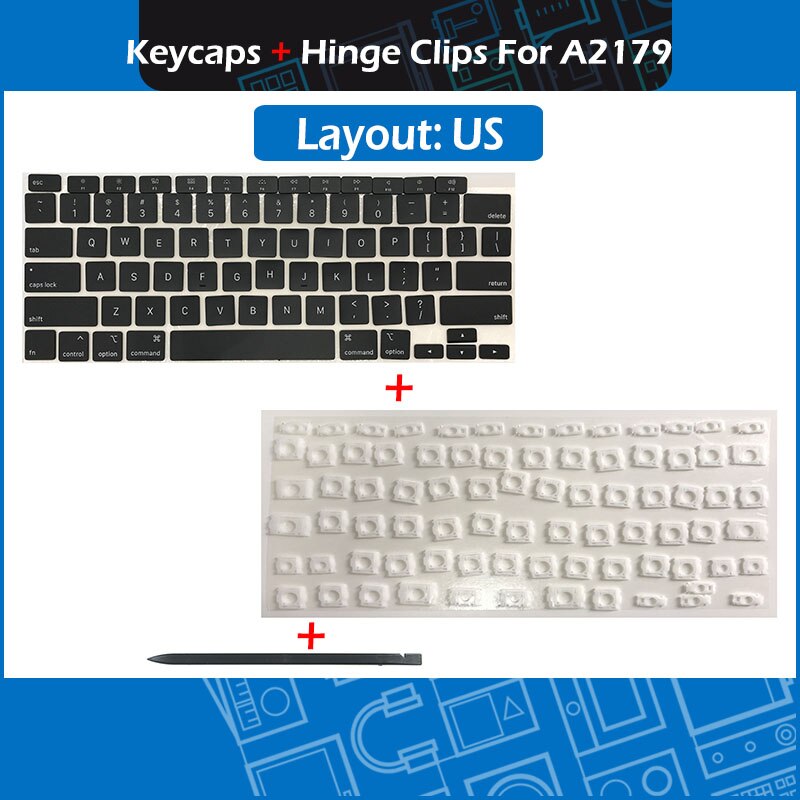 Laptop A2179 Azerty Keycaps Schaar Clips Set Voor Macbook Air Retina 13 "A2179 Toetsen Scharnieren Toetsenbord Reparatie Emc 3302: US
