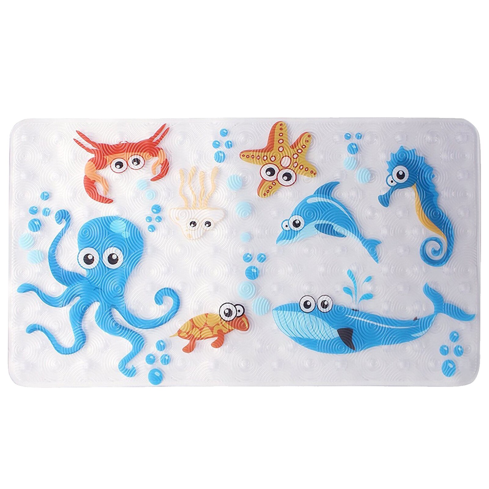 Children Bathroom Non Slip Mat Toilet Shower Room Foot Mat Bathtub Children Cartoon Deep Sea Fish Bath Mat With Suction Cup: Default Title