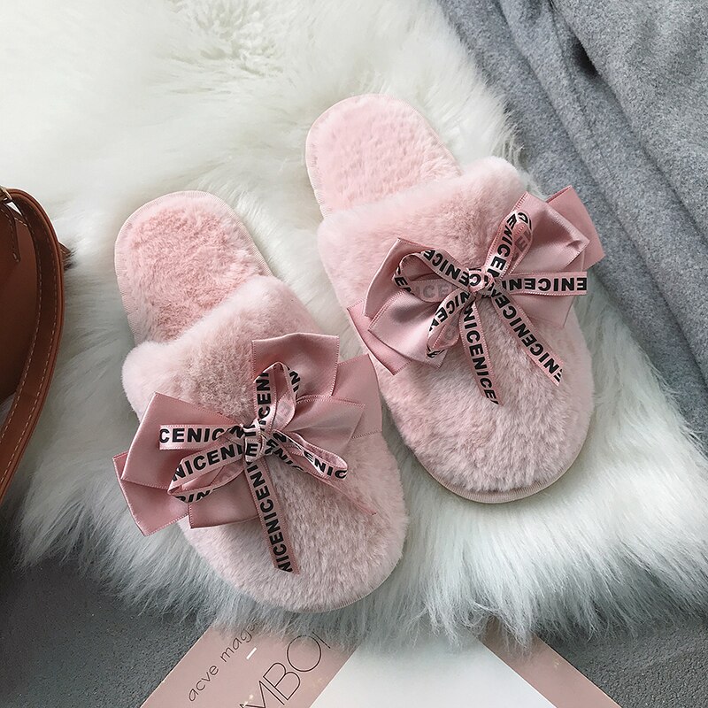 Femmes maison pantoufles hiver chaussures femme sans lacet plats diapositives femme fausse fourrure pantoufles femmes chaussures bout fermé g755: pink / 9