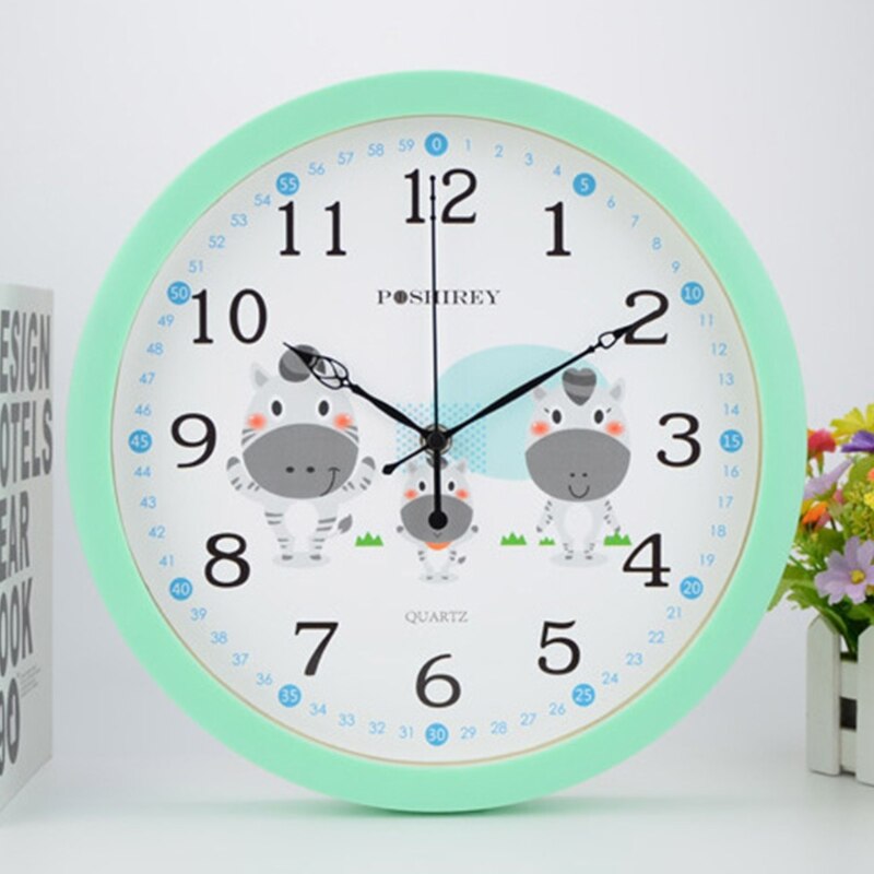 Mute Wall Clock Simple Style Cartoon Milk Cow Pattern Clock Nursery Home Living Room Children's Room Bedroom Decoration