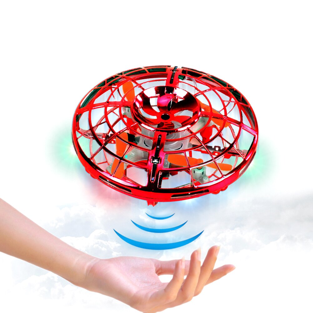 Anti-kollision hånd ufo bold flyvende mini gestus-sensing drone håndstyret induktionsfly suspenderet legetøj til børn: Rød