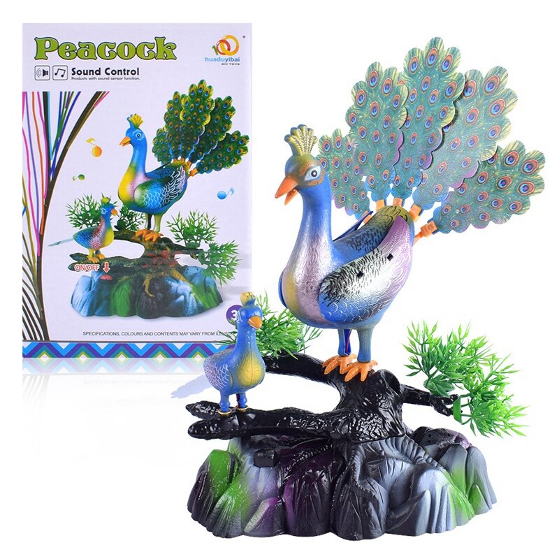 Sound Control Bird Voice Control Peacock Open Screen Music Lighting Induction Sound Control Toy