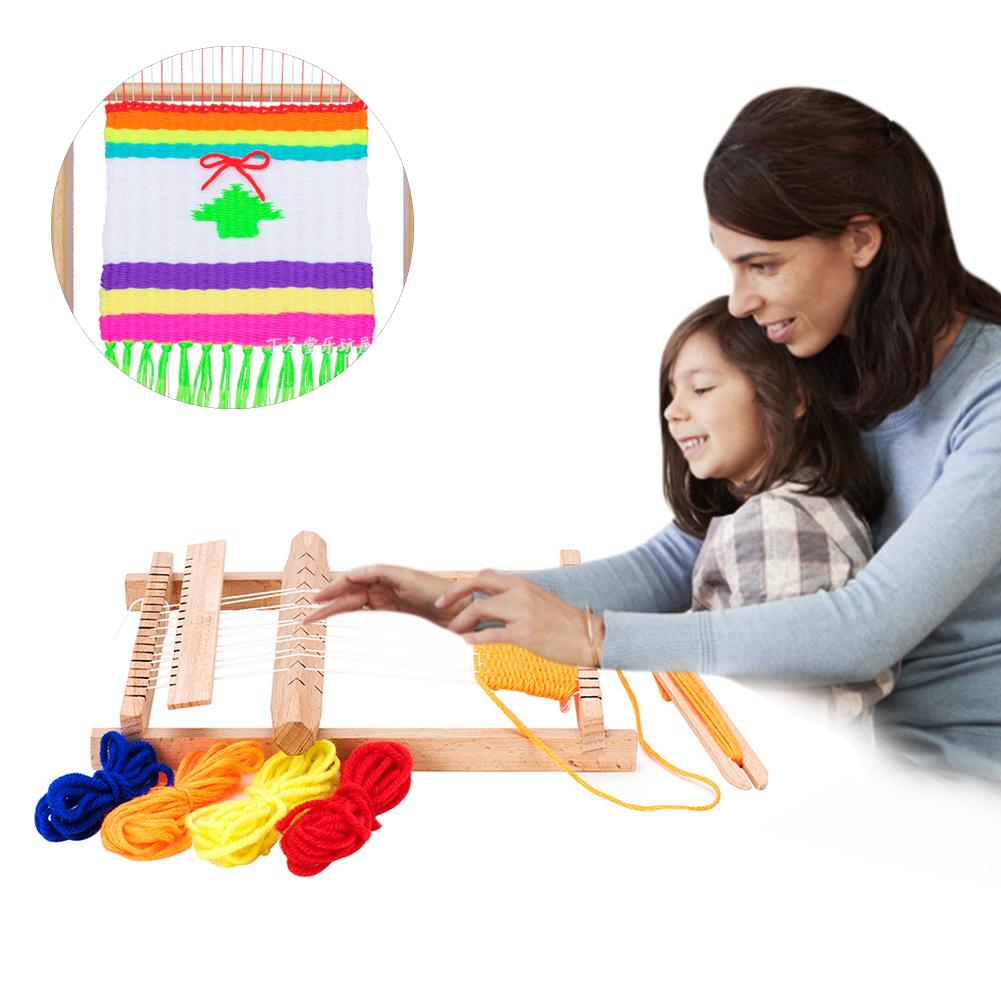 Wooden Weaving Loom Kit With Yarn Nylon Rope Weaving Wooden Sewing Machine DIY Wool Hook Looms Household Supplies