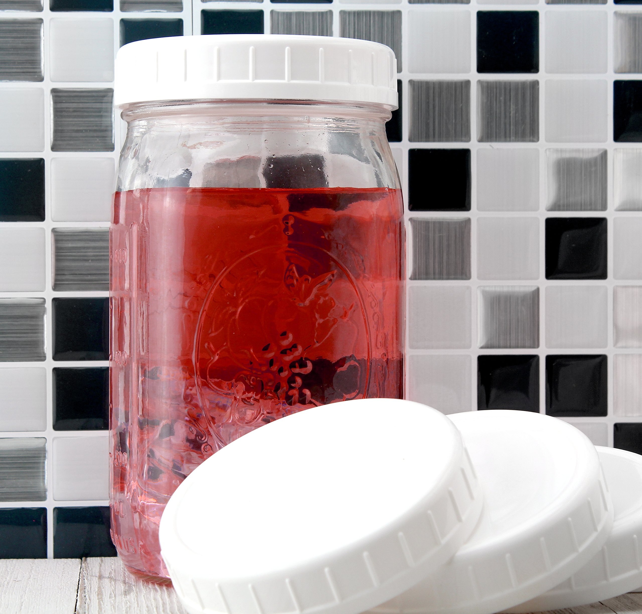 12 wide mouth plastic mason jar lids 2 dozen unlined white ribbed lids