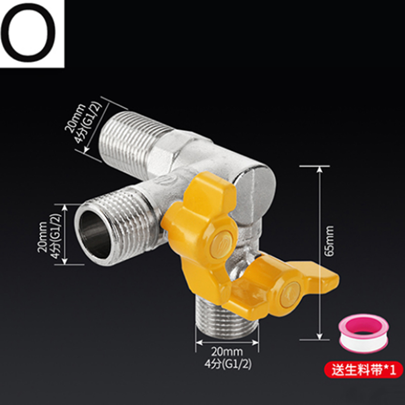 1/2 "Fittingen Alle Koperen Plating 3-Weg 4-Way Gasklep Hoek Ventiel Bal Boiler kraan Schakelaar Shunt Outlet Conversie: Beige