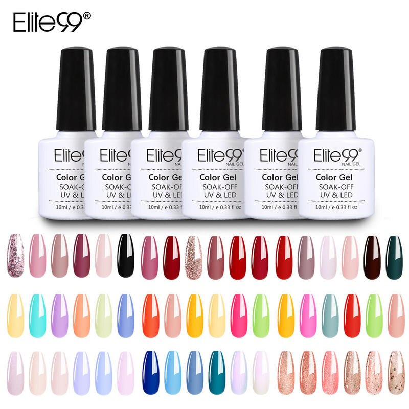 Elite99 6Pcs/Set 10ML Lavender Gel Nail Polish Kit Soak Off UV LED Luminous Rose Gold Semi-permanent Enamel Nail Manicure Set
