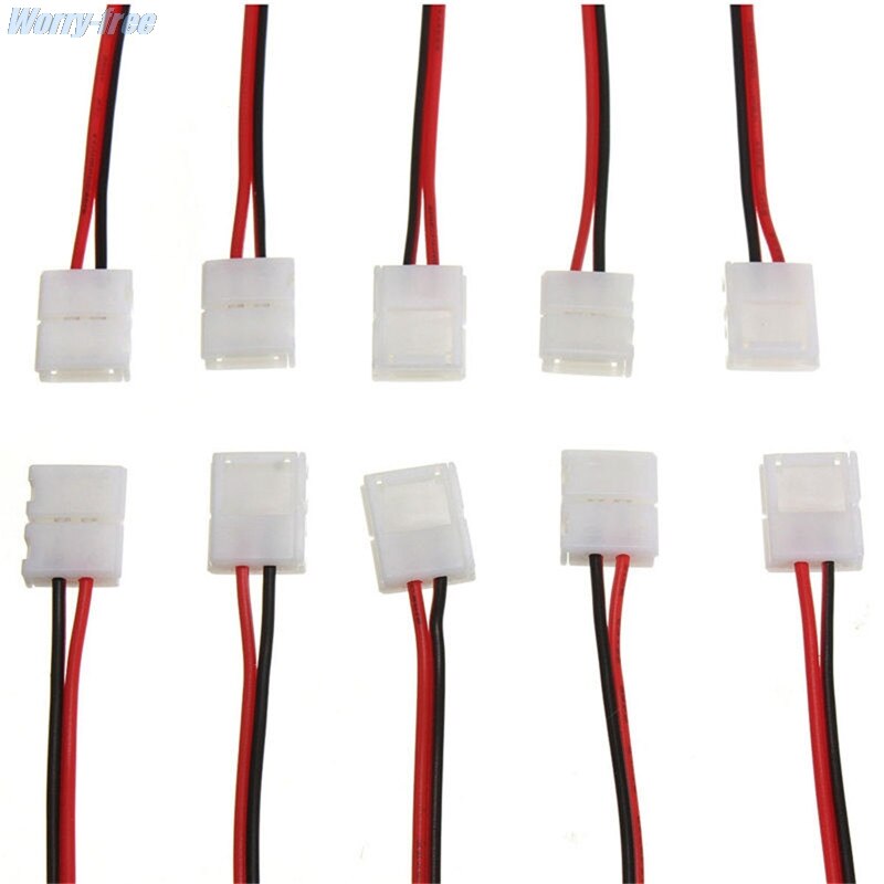1/10Pcs PCB Cable 2 Pin LED Strip Connectors 3528/5050 8mm/10mm Width PCB Ribbon Adapter