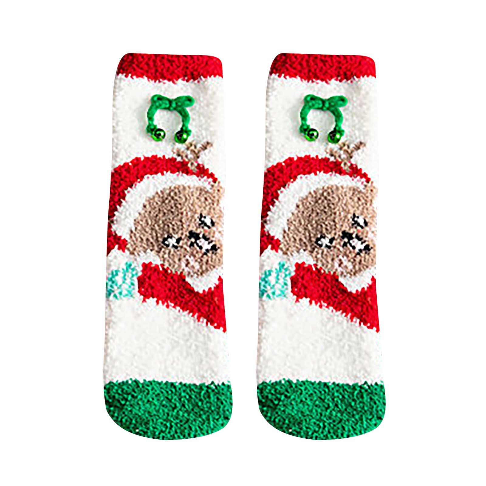The носки kvinnesokker voksen juletrykk plysj fortykning mellom tude sokker hjemmestrømper носки: E