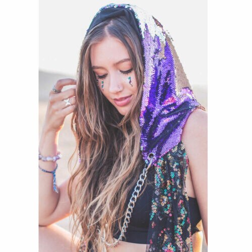 Kvinner havfrue paljetter lue hette skinnende klubbfest halloween hofte-hopp lue caps