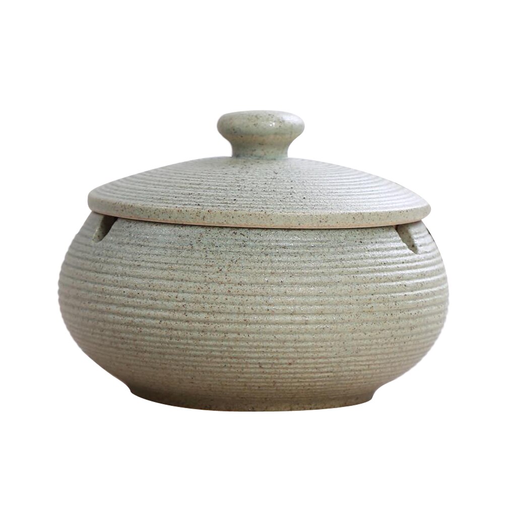 Cenicero de cerámica de Color sólido con tapa y tanque de agua: Light Blue