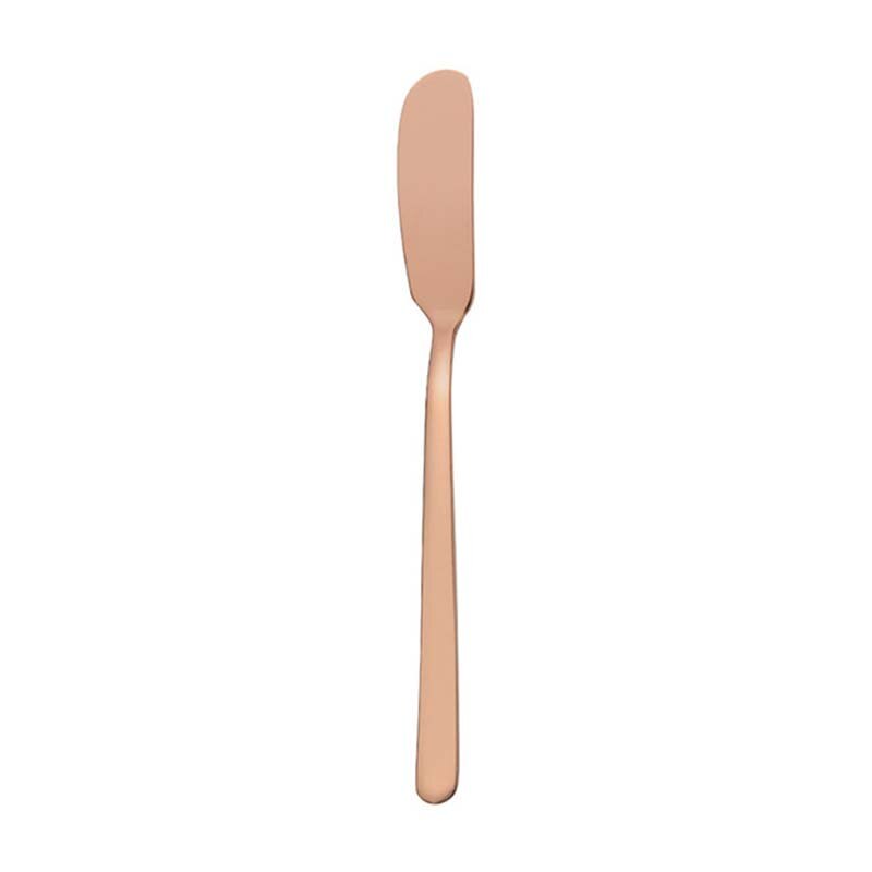 304 Stainless Steel Butter Knife Long Handle Jam Butter Spatula Western Tableware Cream Knurling Knife Kitchen Cheese Tools: rose gold