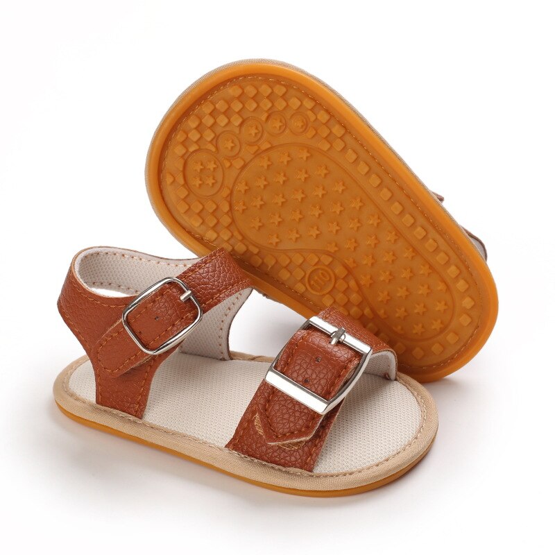 Bebê recém-nascido verão sandálias infantil menino menina sapatos de borracha sola macia antiderrapante da criança primeiro walker bebê berço sapatos 0-18 meses: Brown / 0-6 meses