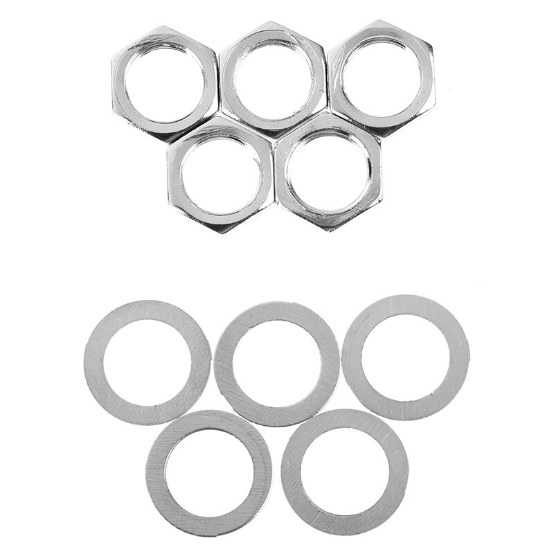 Juego de tuercas de conector Jack de hierro para guitarra eléctrica, piezas de bajo,: Plata