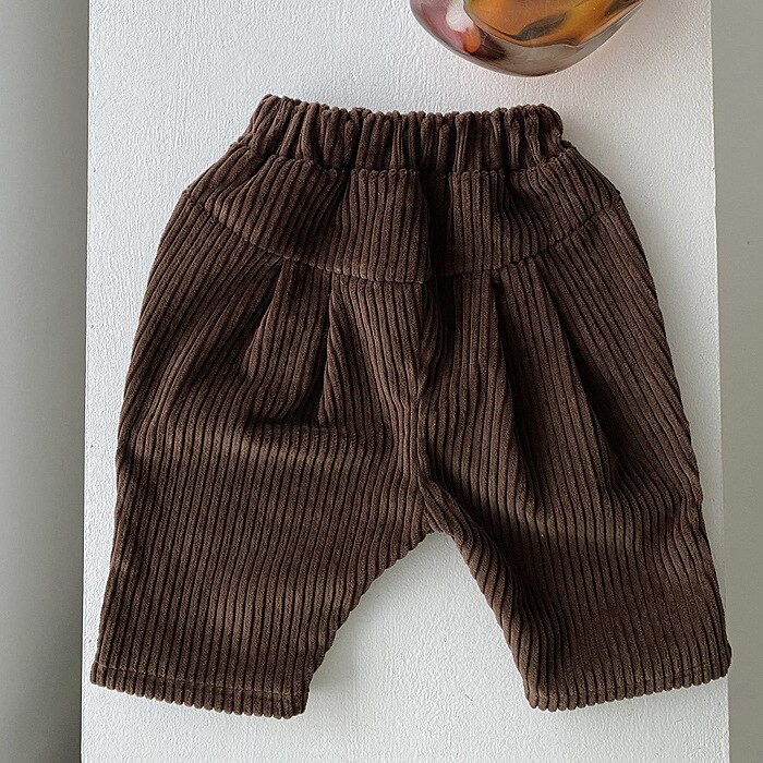MILANCEL-pantalones de pana para bebé, ropa gruesa para niño y niña, pantalones de pierna ancha a la ,: brown / 24 meses