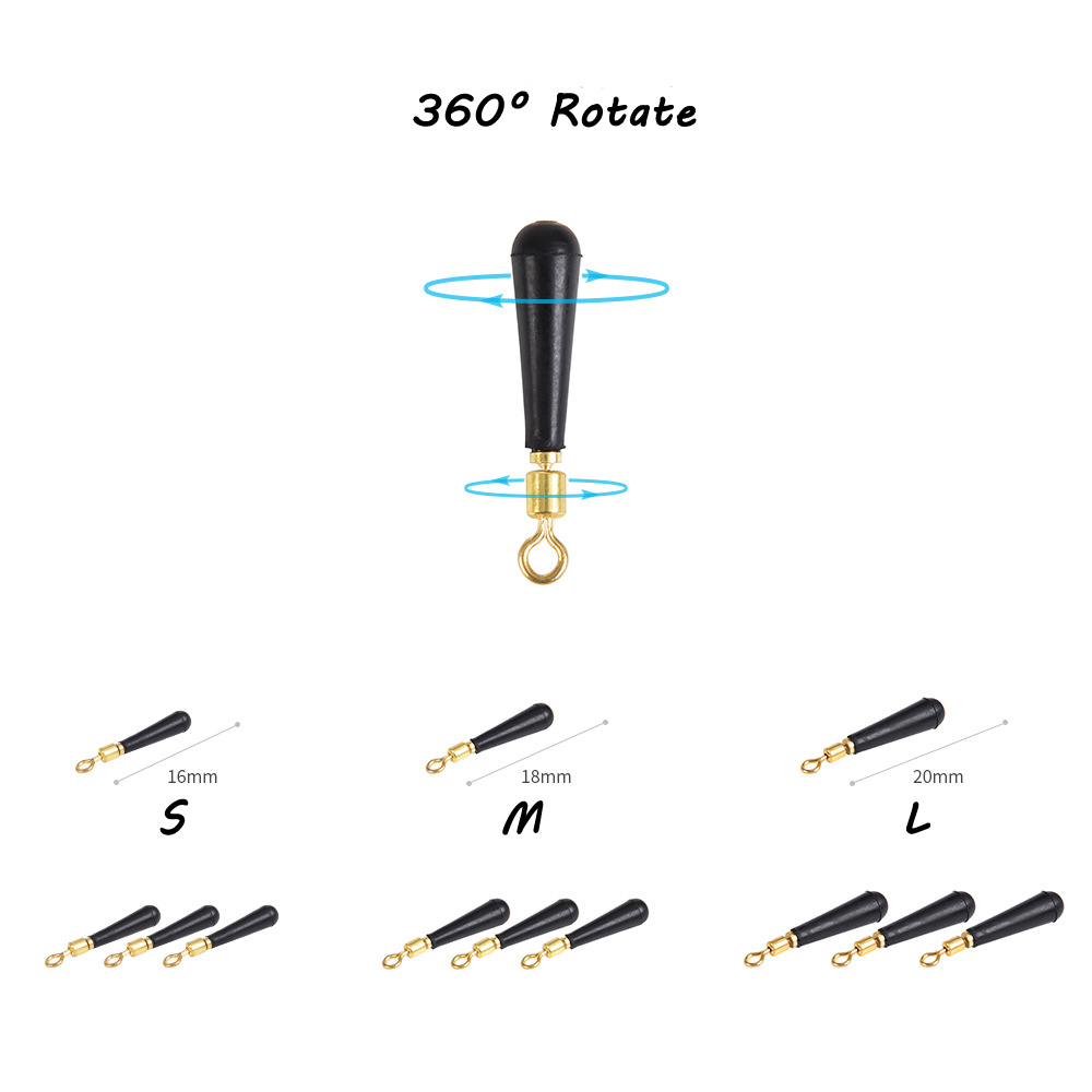 20pcs/Lot 360° Rotation Drift Fishing Float Rubber Copper Head Fishing Gear Block Bobber Buoy Float Seat Rest Accessories Tackle