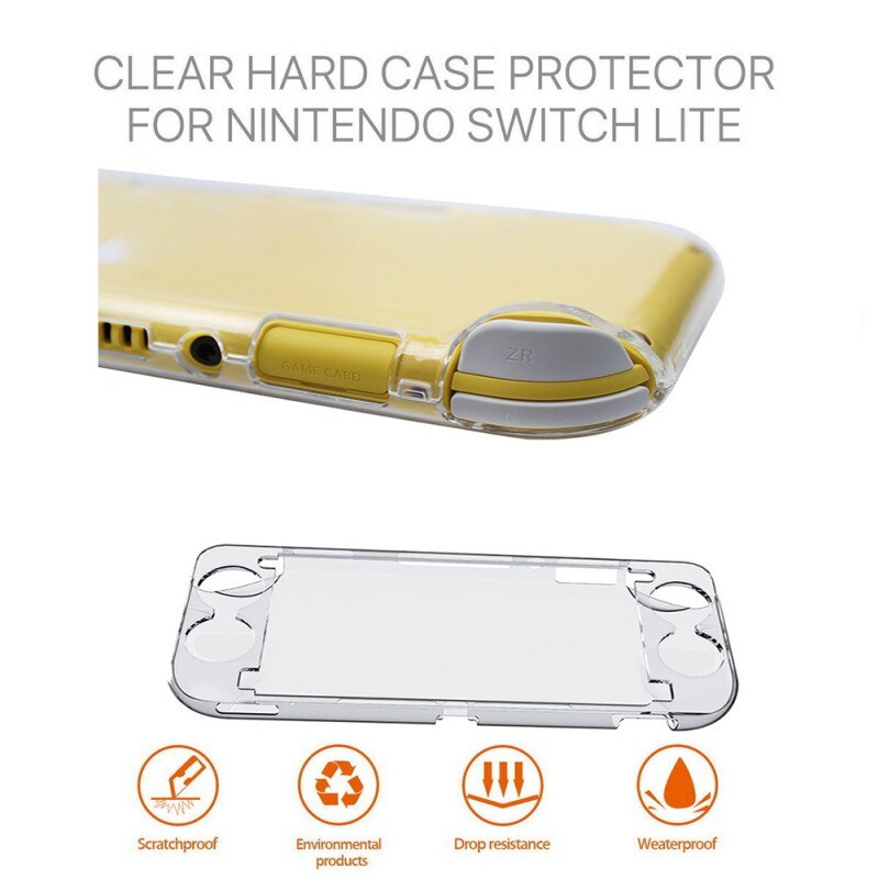 Klar etui til nintendo switch lite gennemsigtig krystal hård anti-ridse konsol håndtag shell beskyttende cover tilbehør