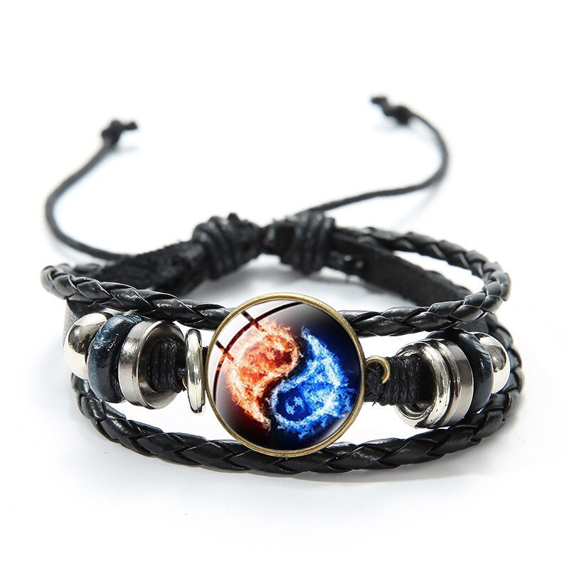 Steampunk Gear Yin Yang plecione skórzane bransoletki dla kobiet mężczyzn Tai Chi drzewo życia artystyczny wzór szklaną kopułą Charm bransoletka: Style 18