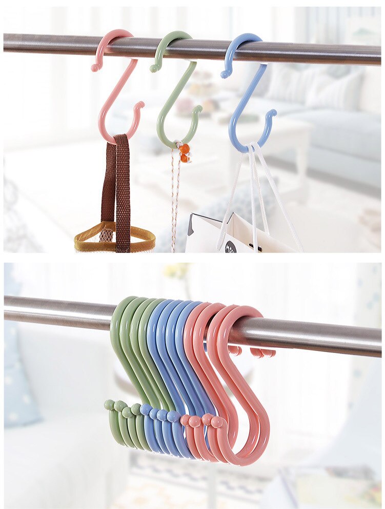 8 pièces en plastique en forme de S crochet cuisine et salle de bain sans ongles crochets garde-robe vêtements S crochets petite taille