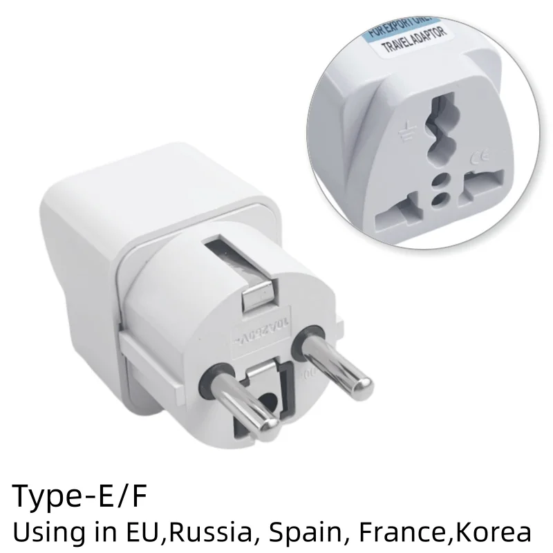 Universal AU UK US EU Plug Adapter US to EU Plug Converter Australian KR Euro Travel Adapter Power Electric Socket AC Outlet: WHITE