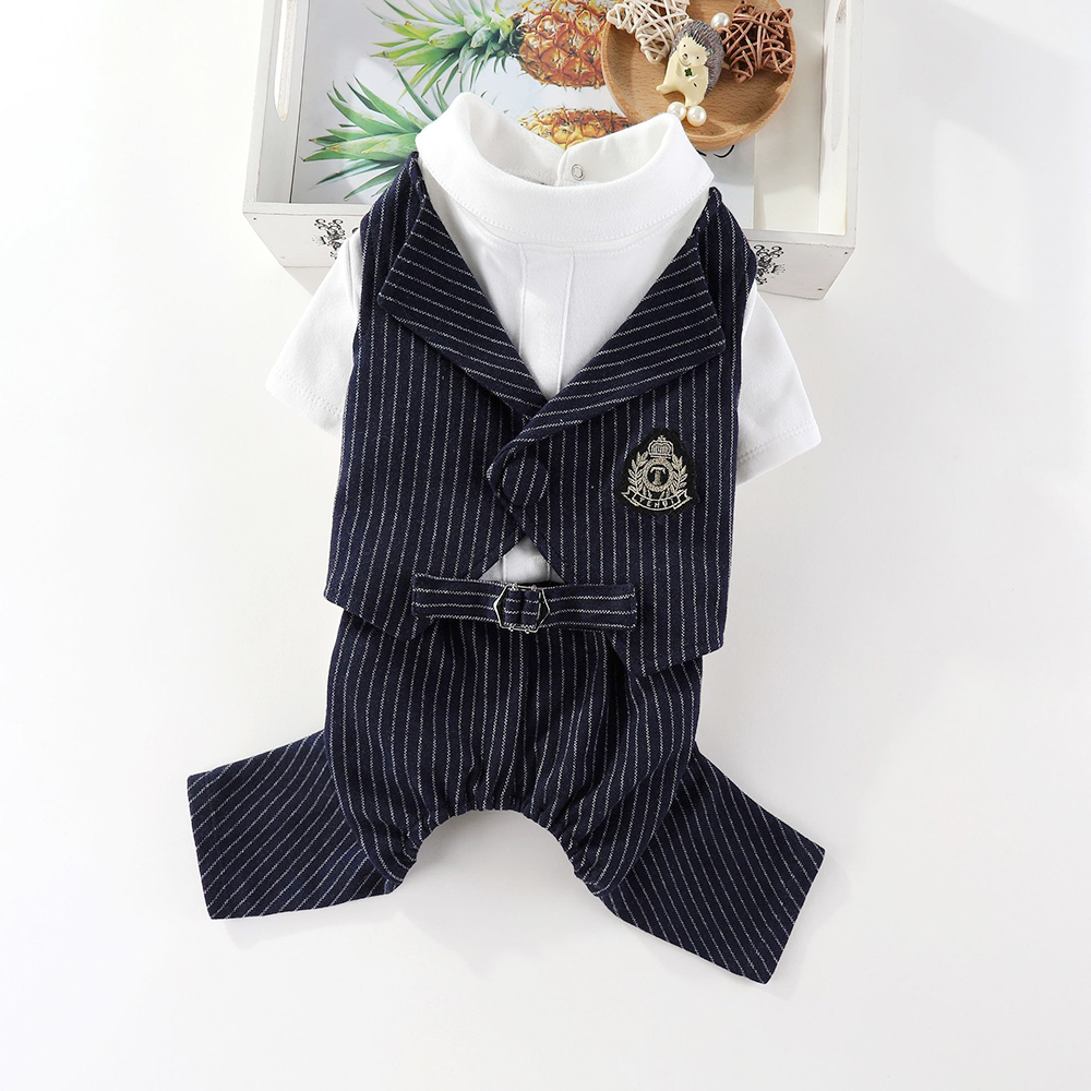 Hundedress smoking formelt kjæledyr bryllupsfestdress for små mellomstore hunder cosplay prinskostyme gentlemanklær valpeklær: M / Blå